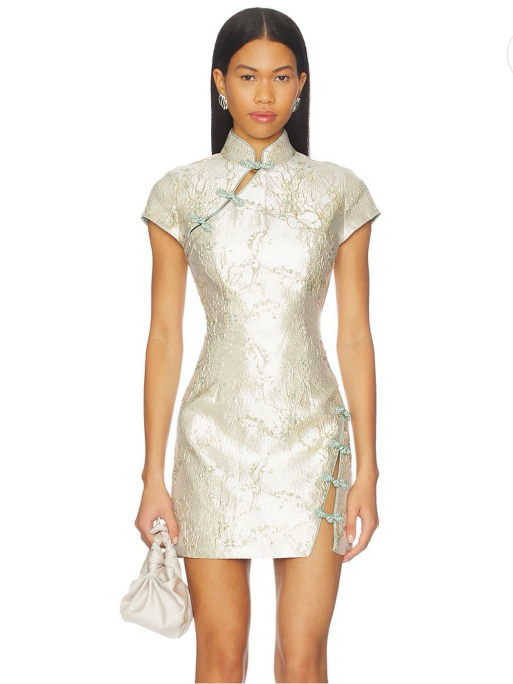Jada Jacquard Dress in Silver Mint by SAU LEE